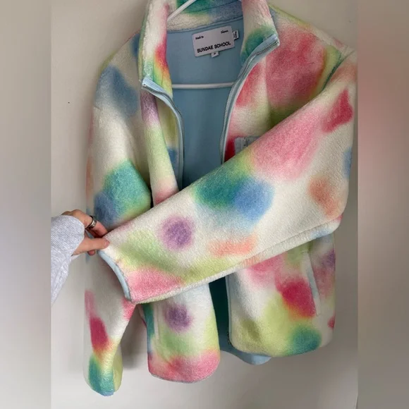 Sundae School Rainbow Valentine’s Day Drop Rainbow Fleece Unisex Small - Picture 14 of 14
